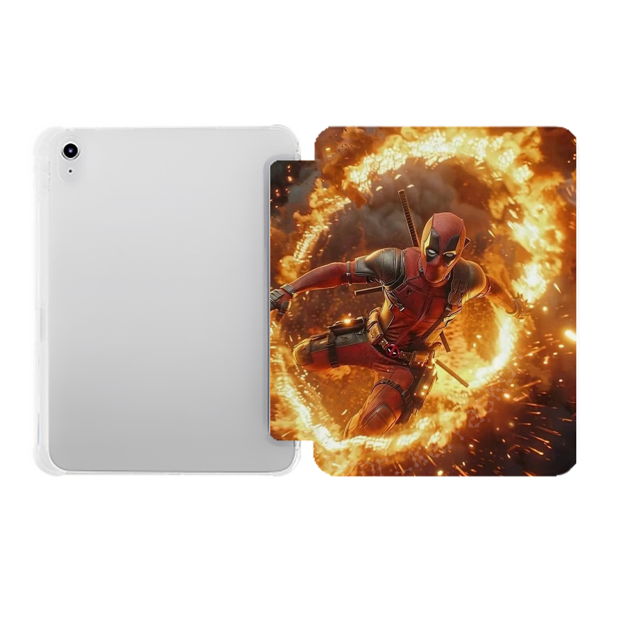 （画像用） Deadpool デッドプール IPad ケース ペン収納付き 三つ折りスタンド PUレザー×シリコン 対応機種9.5/10.5/10.9インチ